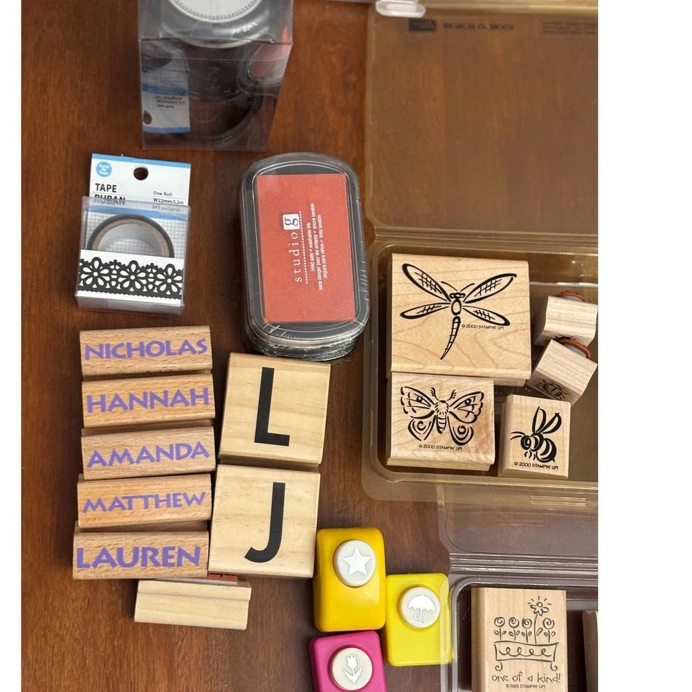 Teacher School lot of 50+ Rubber wood Stamps Alphabet Names seasonal designs ink